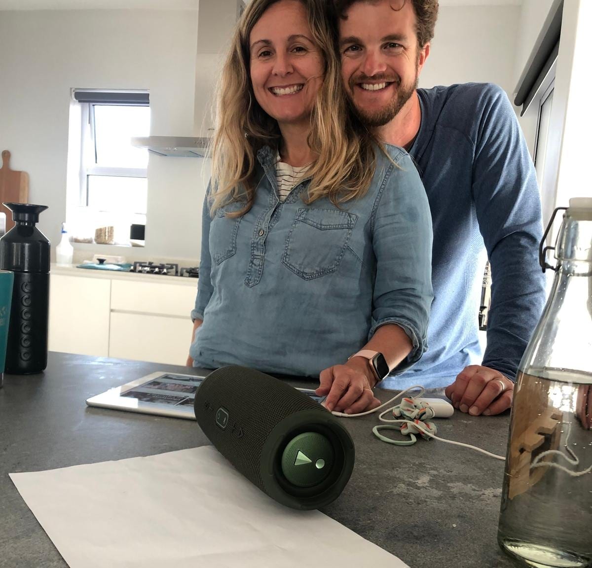 Brad and Aubree at their kitchen counter